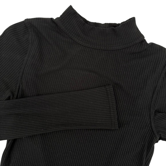 Free People Sweaters - Free People Women Black Ribbed Mock Neck Cutout Back Tie Long Sleeve Top Small